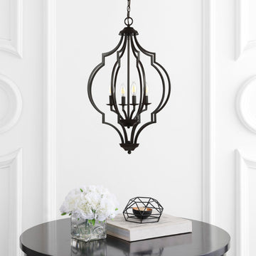 Selema 19" Iron Adjustable Ogee Lantern LED Pendant - JONATHAN Y